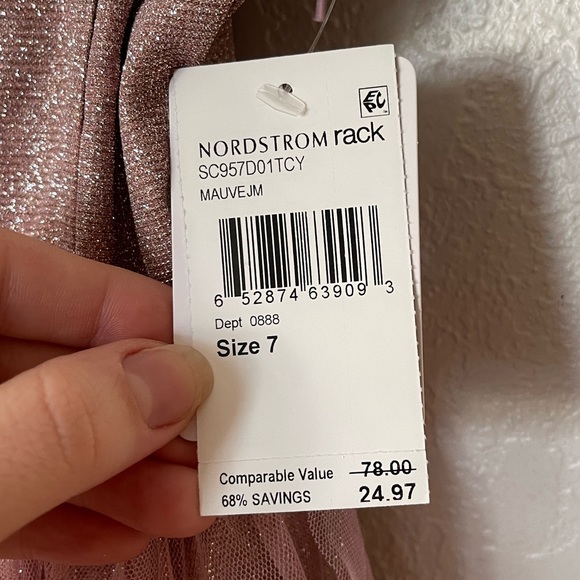 NWOT Speechless kids Mauve ruffle glitter dress - size 7 - Picture 5 of 5